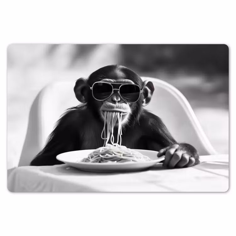 Placemat - 6 stuks - Aap - Spaghetti - Zonnebril - Zwart wit - Cool - Dier — 7