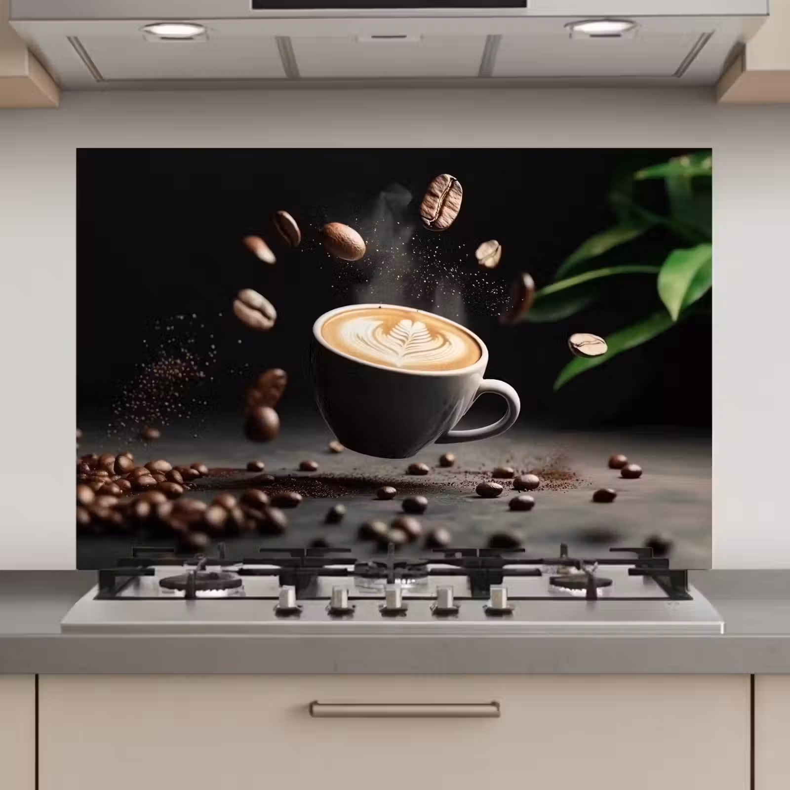 Spatscherm keuken - Cappuccino - Kop - Bonen - Bruin — 1