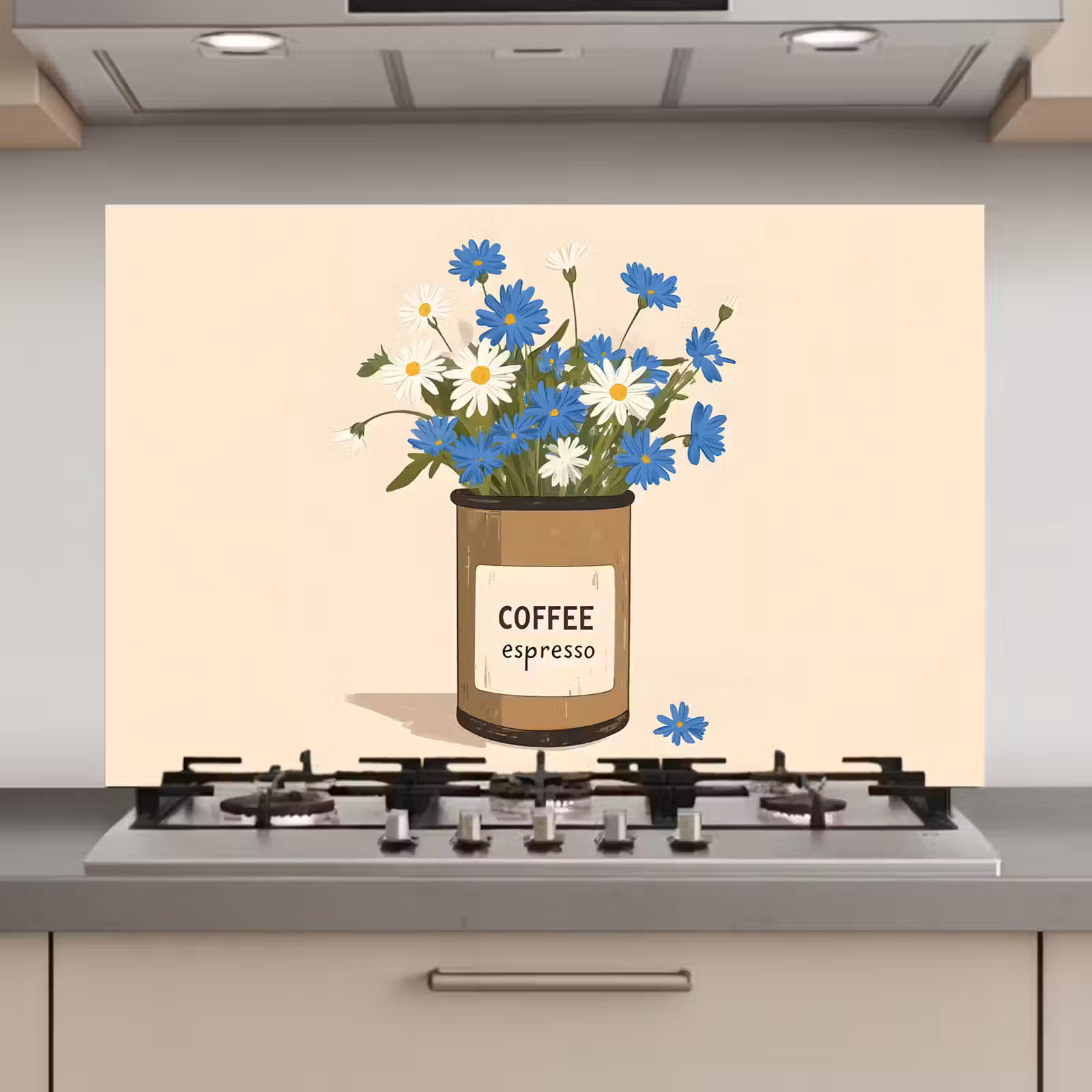 Spatscherm keuken - Coffee - Blik - Minimalistisch - Bloemen — 1