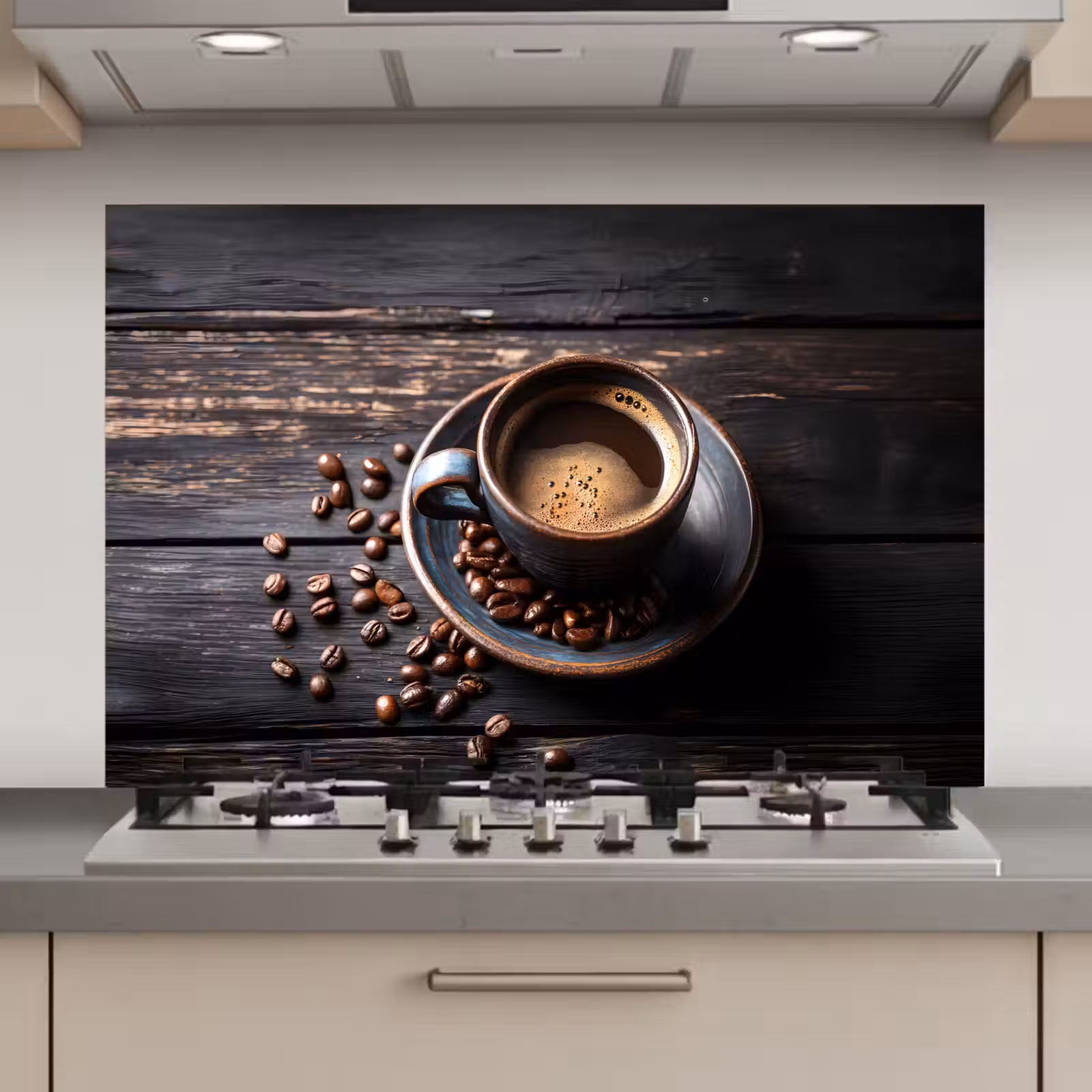 Spatscherm keuken - Kop - Koffie - Hout - Bonen — 1