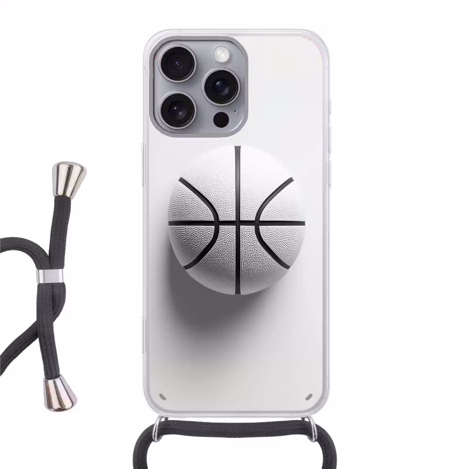 Telefoonhoesje met koord - Basketbal - Wit - Schaduw - Lijnen — 1