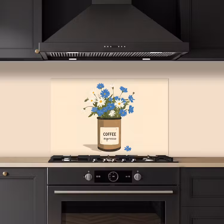 Spatscherm keuken - Coffee - Blik - Minimalistisch - Bloemen — 2