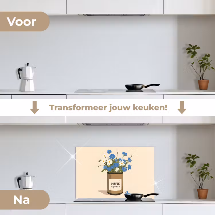 Spatscherm keuken - Coffee - Blik - Minimalistisch - Bloemen — 3