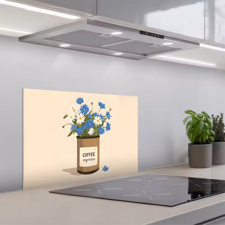 Spatscherm keuken - Coffee - Blik - Minimalistisch - Bloemen — 5