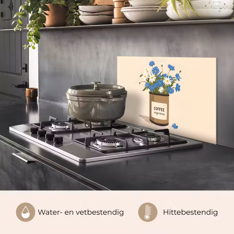Spatscherm keuken - Coffee - Blik - Minimalistisch - Bloemen — 7