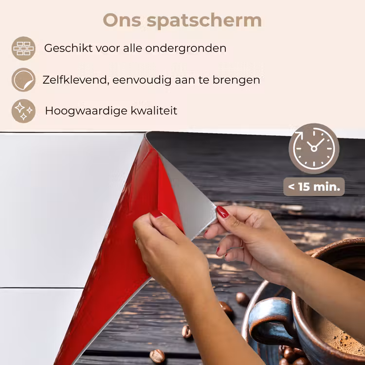 Spatscherm keuken - Kop - Koffie - Hout - Bonen — 4