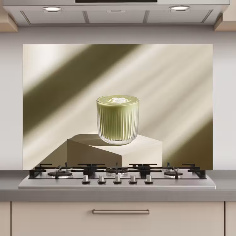 Spatscherm keuken - Matcha - Glas - Groen - Minimalistisch — 1