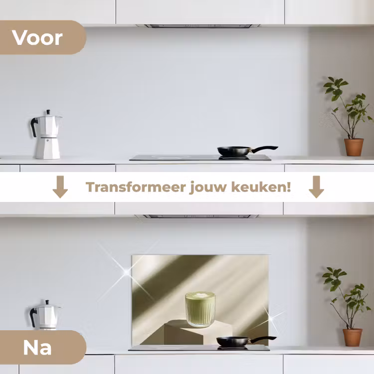 Spatscherm keuken - Matcha - Glas - Groen - Minimalistisch — 3