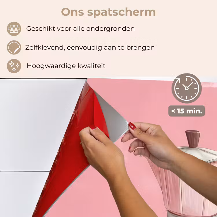Spatscherm keuken - Roze - Mokkapot - Illustratie - Koffie — 4