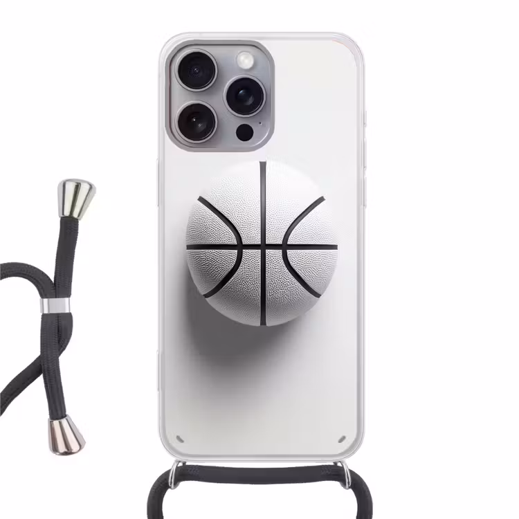 Telefoonhoesje met koord - Basketbal - Wit - Schaduw - Lijnen — 1
