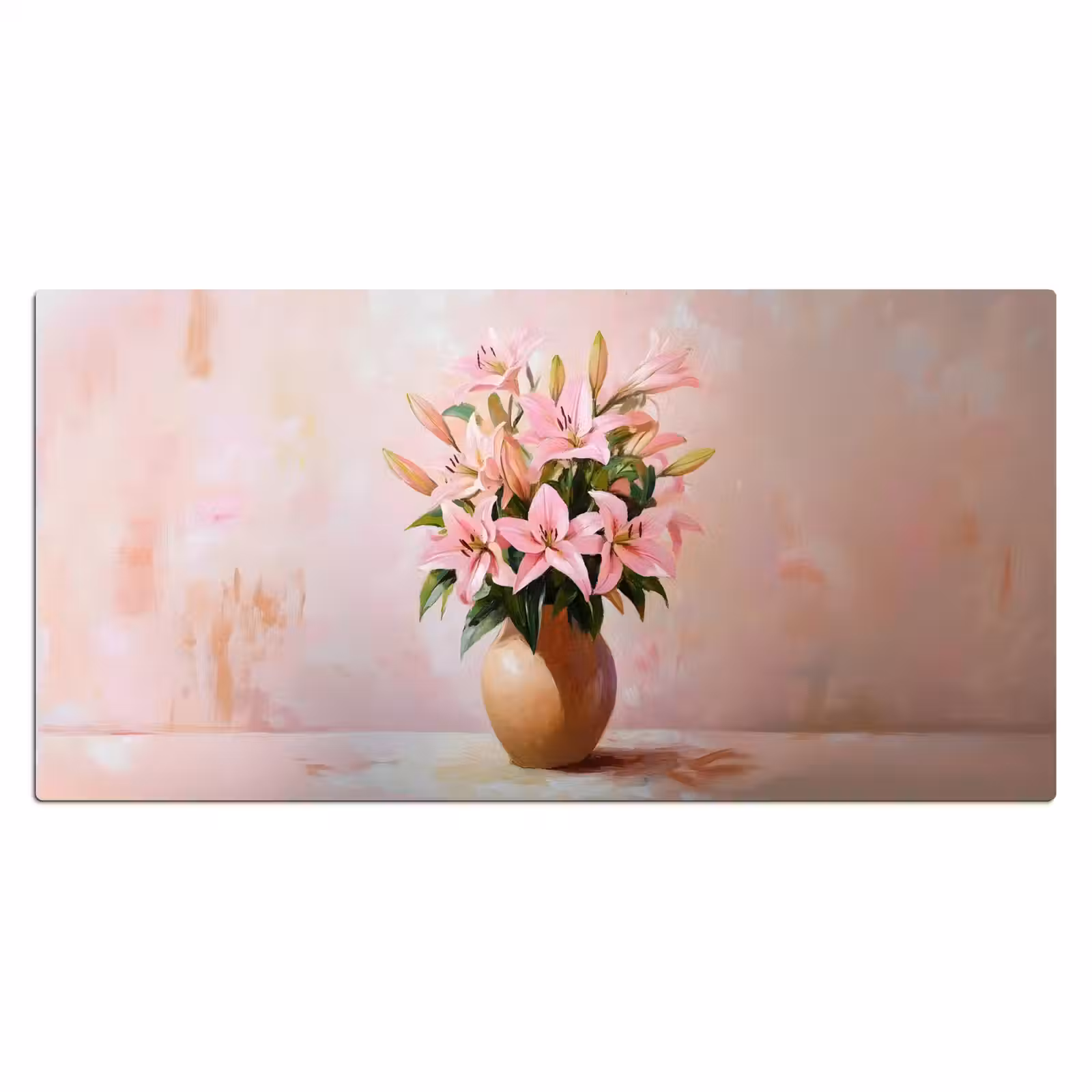 Bureau onderlegger - Vaas - Bloemen - Roze — 1