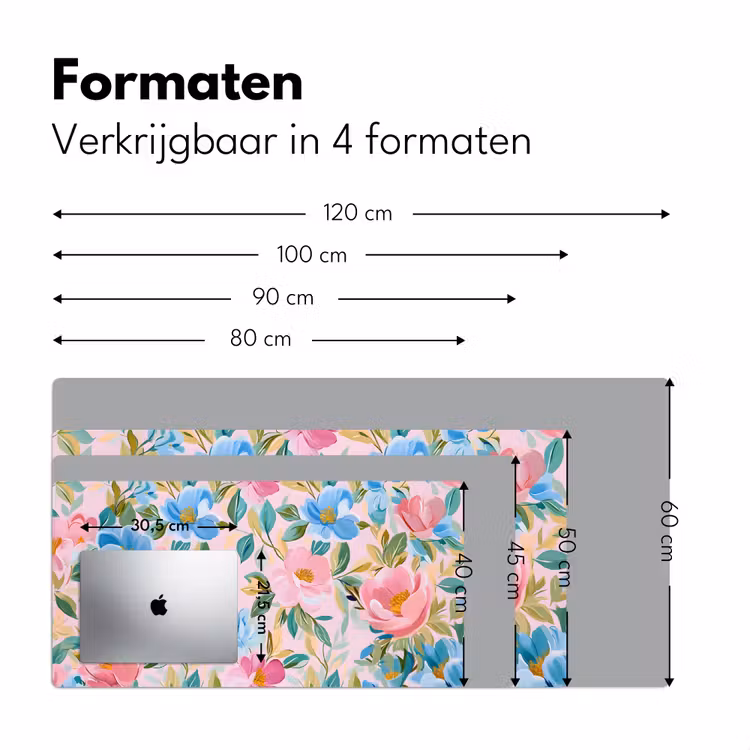 Bureau onderlegger - Blauw - Roze - Bloemen — 7