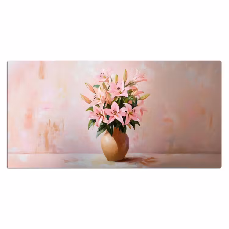 Bureau onderlegger - Vaas - Bloemen - Roze — 1