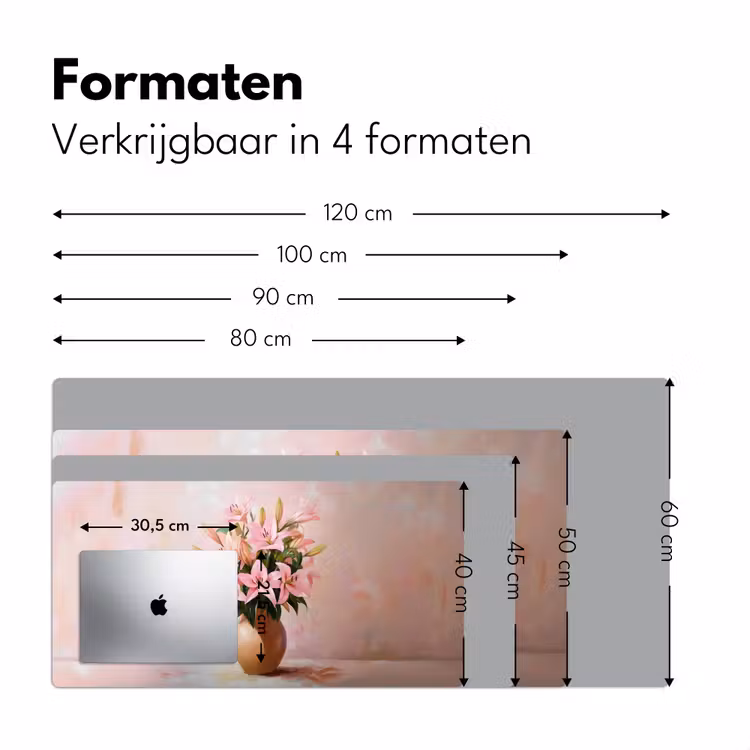 Bureau onderlegger - Vaas - Bloemen - Roze — 7