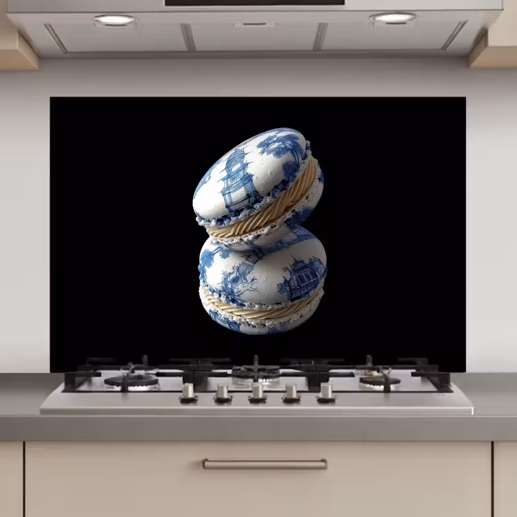 Spatscherm keuken - Eten - Macarons - Delfts blauw - Koekjes — 1