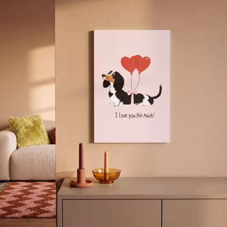 Canvas schilderij - Hond - Teckel - Valentijn - Love — 2