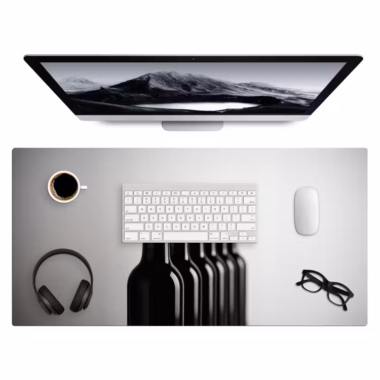 Bureau onderlegger - Wijnflessen - Zwart - Minimalistisch — 3