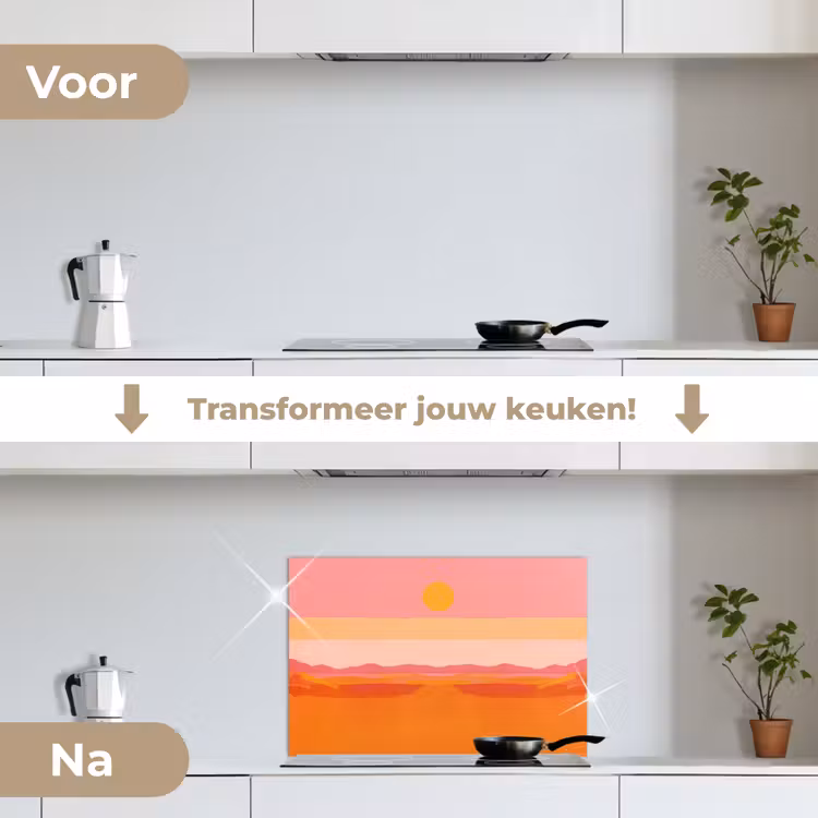 Spatscherm keuken - Zon - Abstract - Landschap - Oranje — 3
