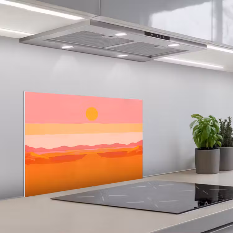 Spatscherm keuken - Zon - Abstract - Landschap - Oranje — 5