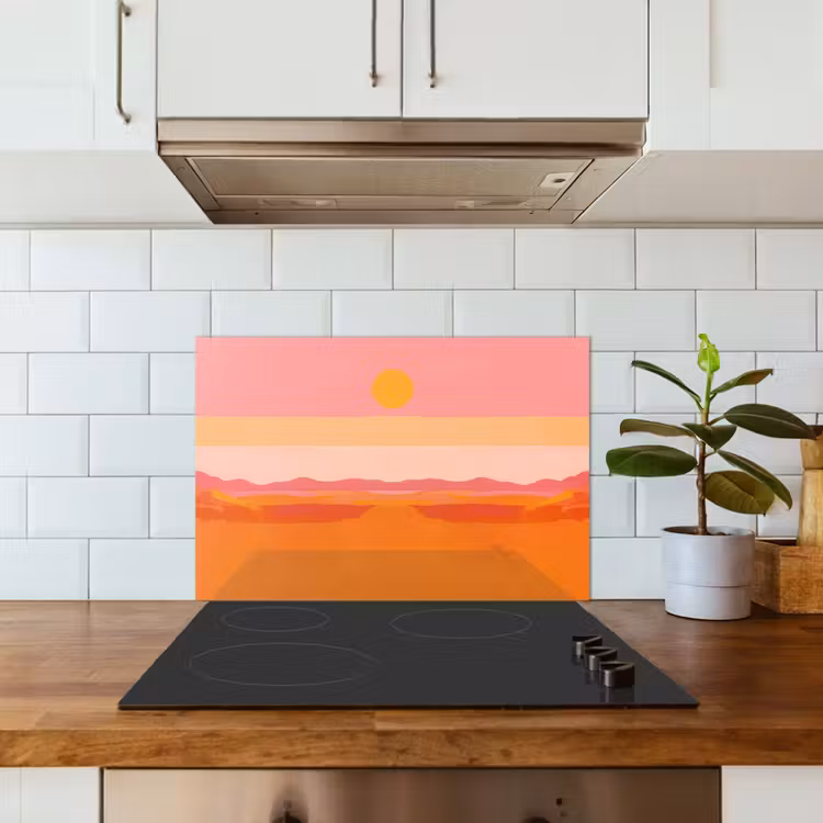 Spatscherm keuken - Zon - Abstract - Landschap - Oranje — 6