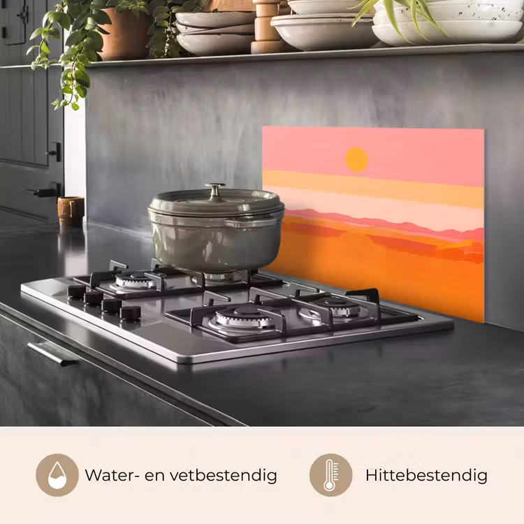 Spatscherm keuken - Zon - Abstract - Landschap - Oranje — 7