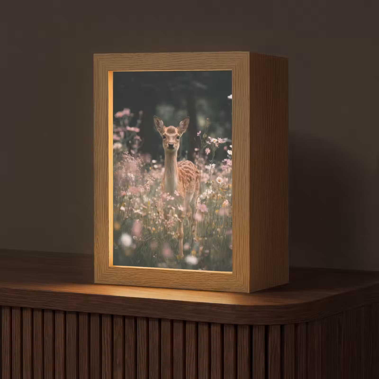 Tafellamp - Hert - Wilde bloemen - Bos — 1