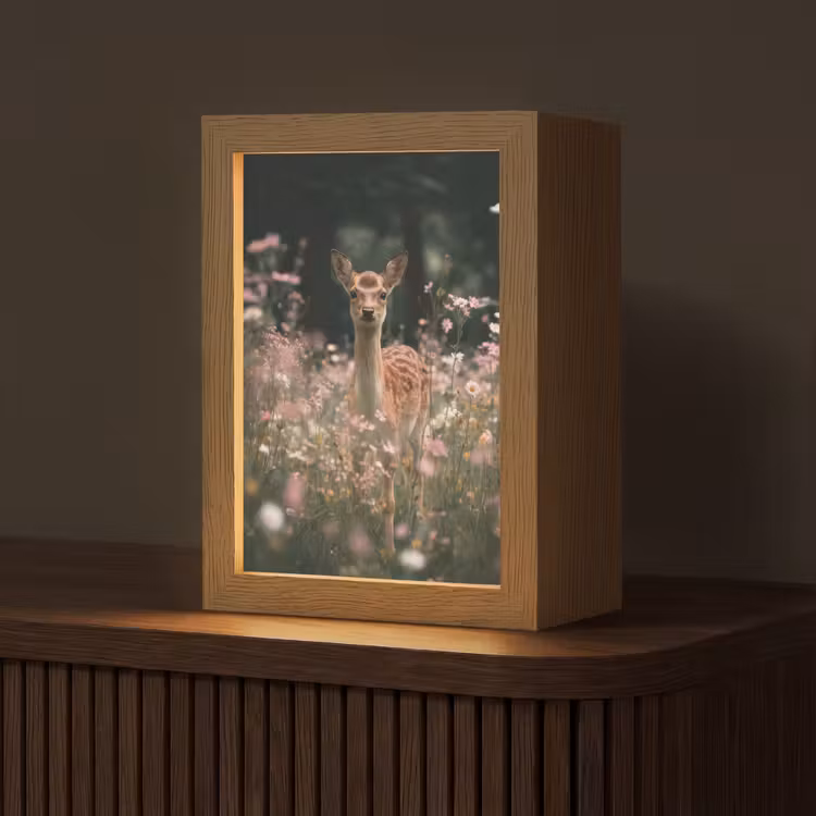 Tafellamp - Hert - Wilde bloemen - Bos — 1