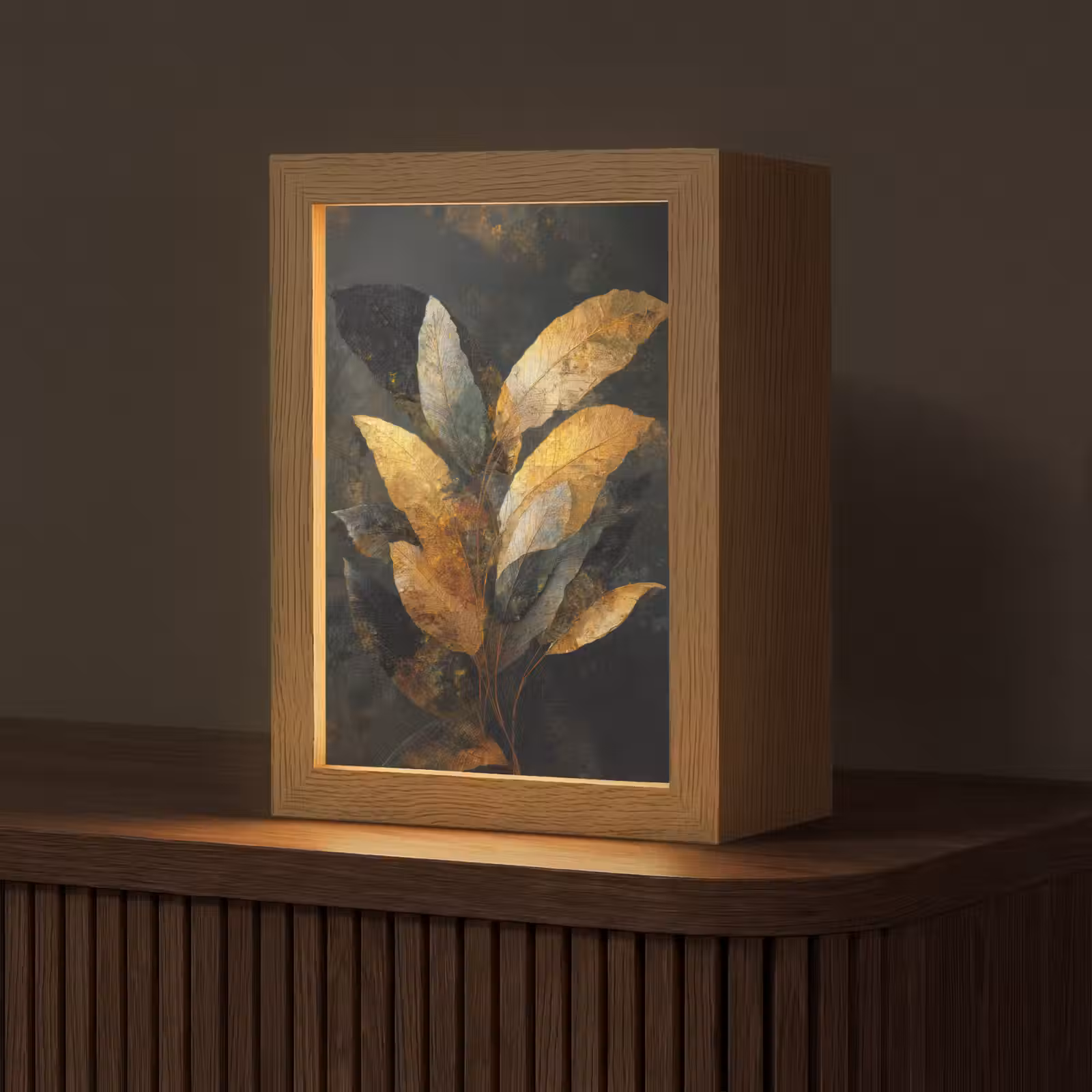 Tafellamp - Gouden Bladcompositie – Botanische Luxe — 1