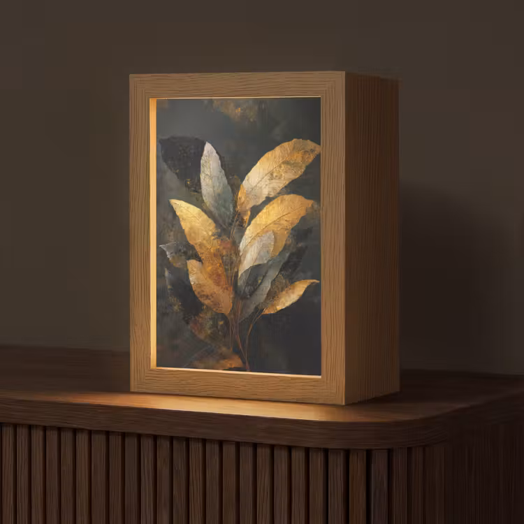 Tafellamp - Gouden Bladcompositie – Botanische Luxe — 1
