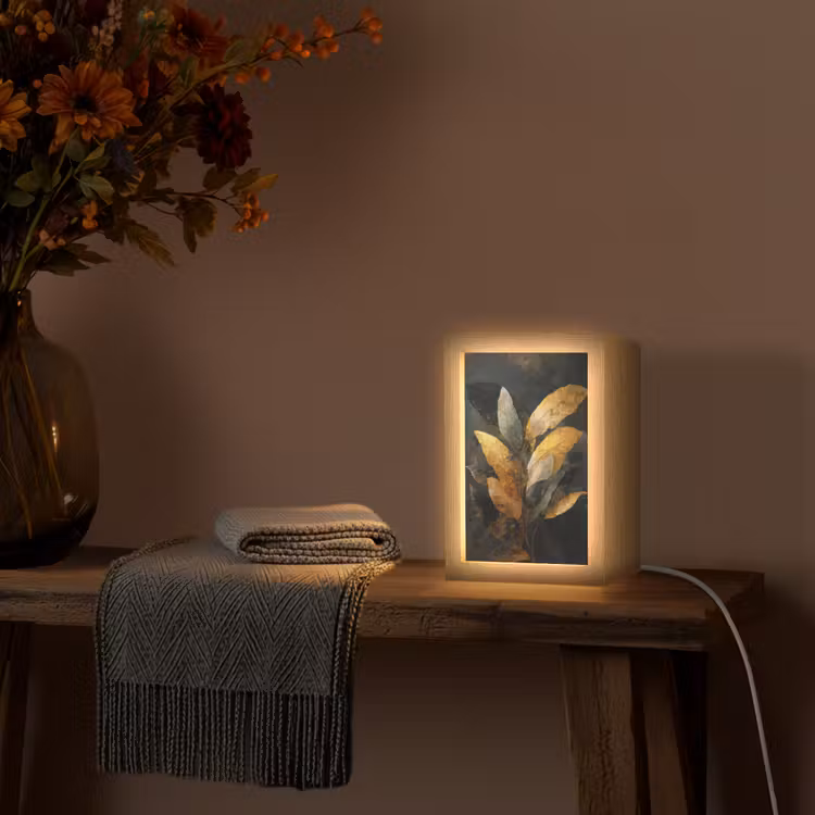 Tafellamp - Gouden Bladcompositie – Botanische Luxe — 3
