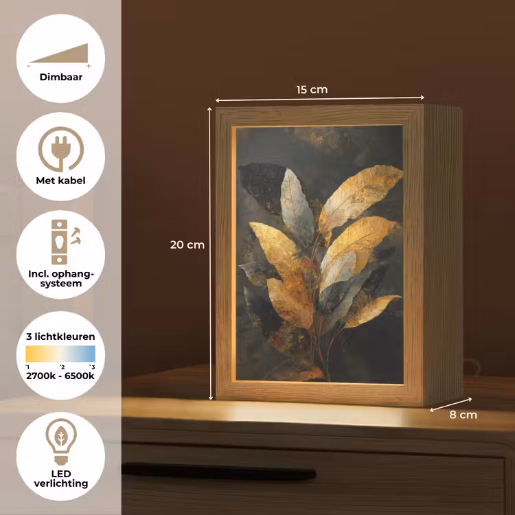 Tafellamp - Gouden Bladcompositie – Botanische Luxe — 7