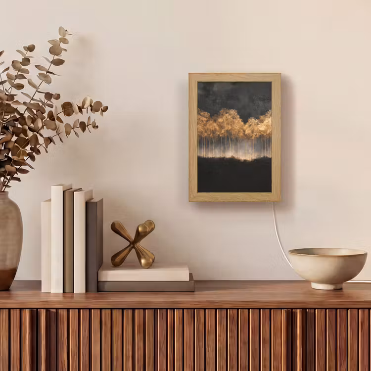Tafellamp - Gouden Bomen in Mistig Landschap — 4