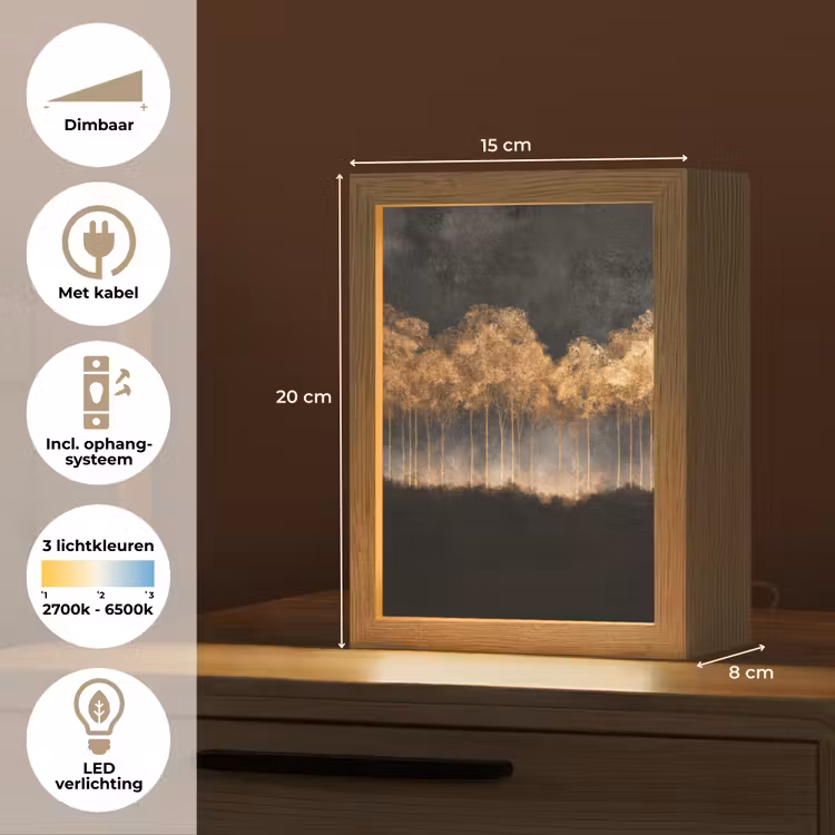Tafellamp - Gouden Bomen in Mistig Landschap — 7