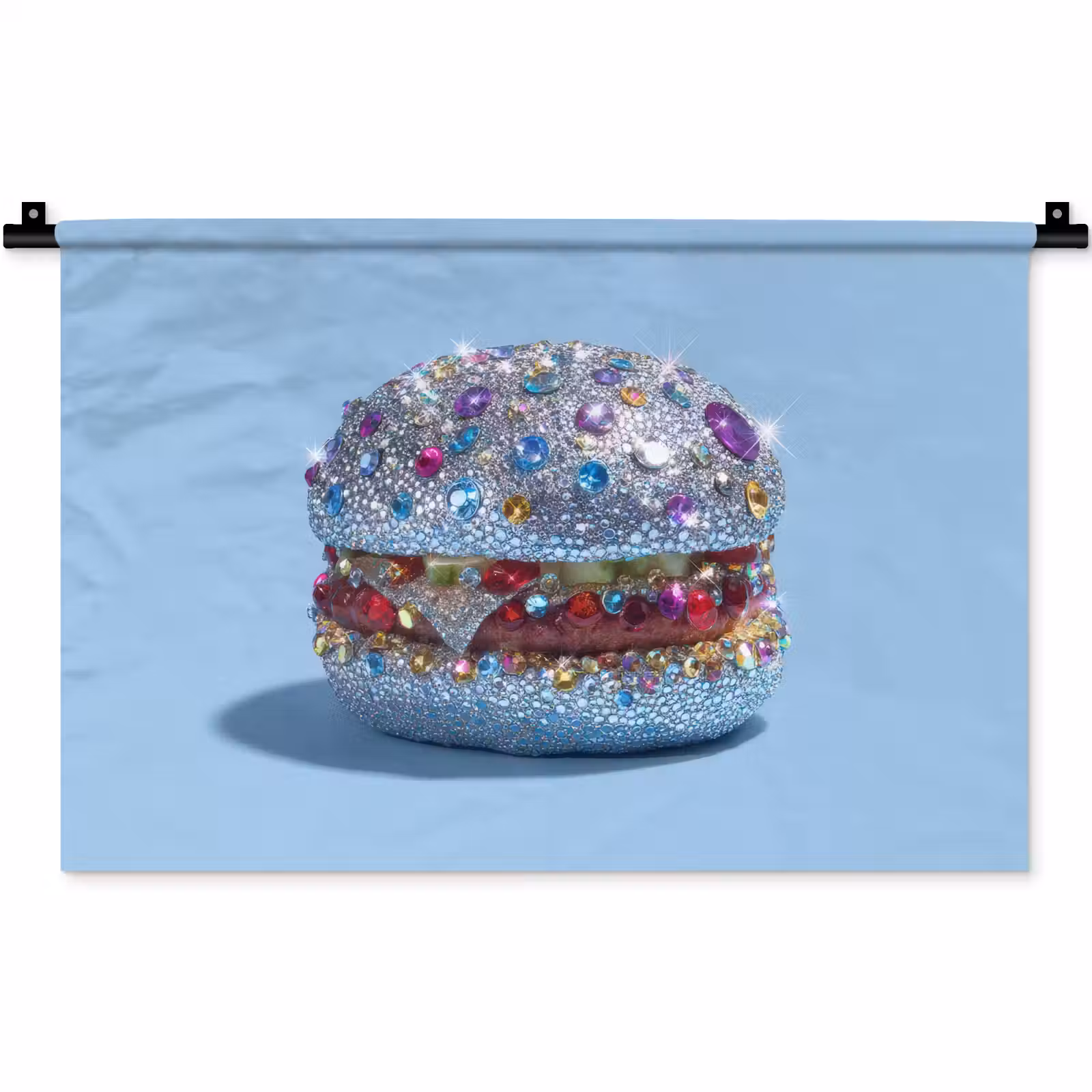 Wandkleed - Glitters - Hamburger - Blauw — 1