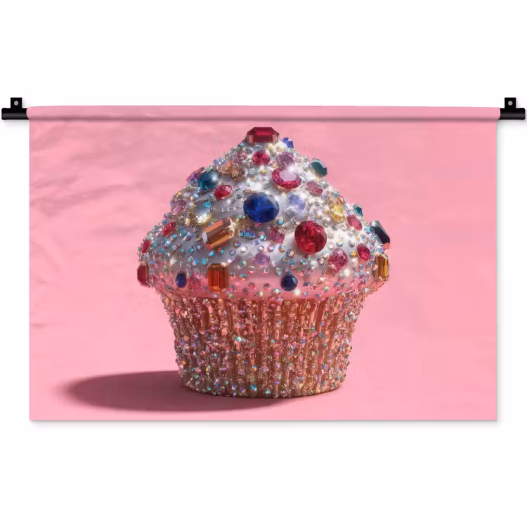 Wandkleed - Cupcake - Kleurrijk - Edelstenen — 1