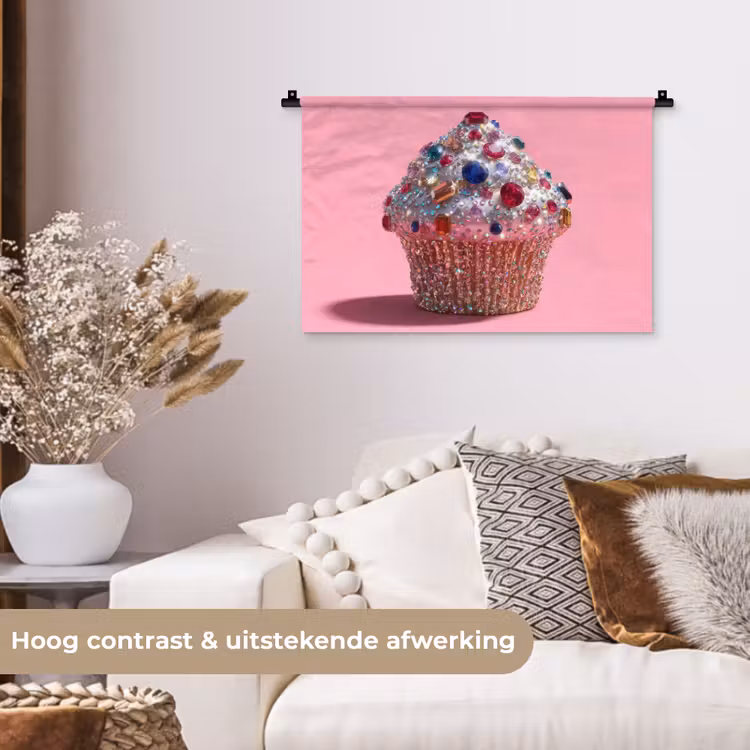 Wandkleed - Cupcake - Kleurrijk - Edelstenen — 4