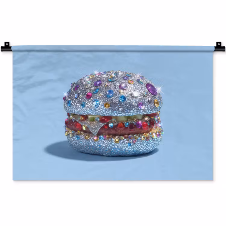Wandkleed - Glitters - Hamburger - Blauw — 1