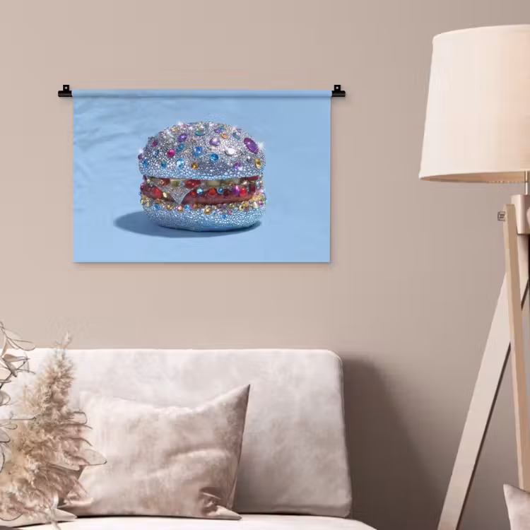 Wandkleed - Glitters - Hamburger - Blauw — 2