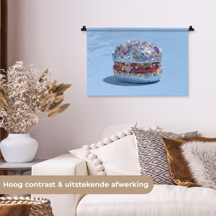 Wandkleed - Glitters - Hamburger - Blauw — 4