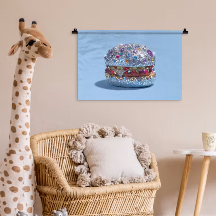 Wandkleed - Glitters - Hamburger - Blauw — 5