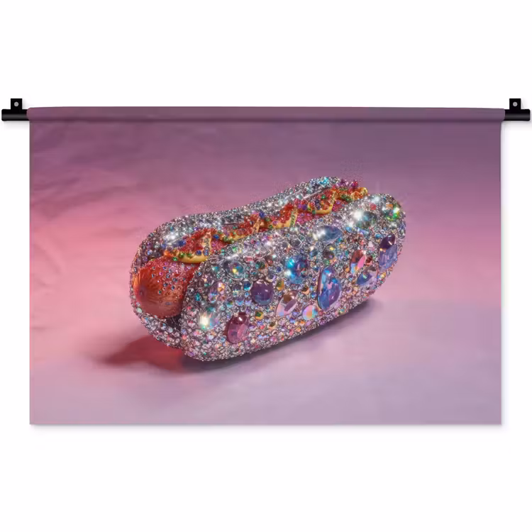 Wandkleed - Hotdog - Steentjes - Glitters - Paars — 1