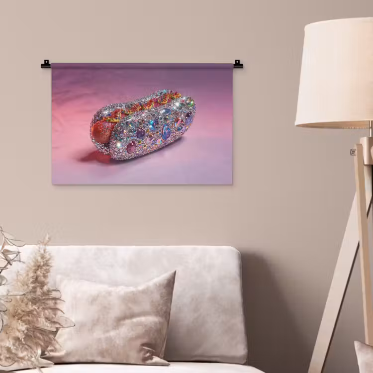 Wandkleed - Hotdog - Steentjes - Glitters - Paars — 2