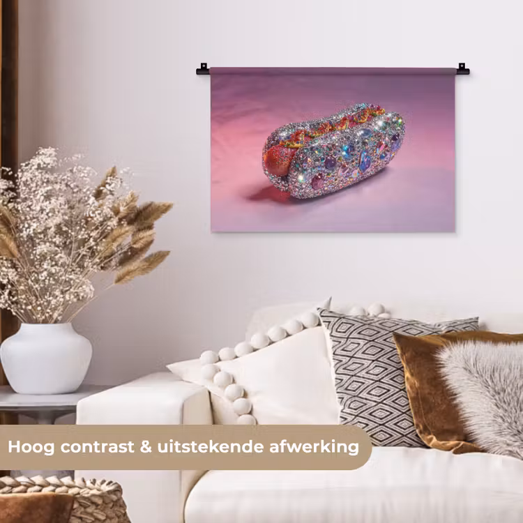 Wandkleed - Hotdog - Steentjes - Glitters - Paars — 4