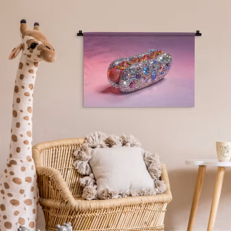 Wandkleed - Hotdog - Steentjes - Glitters - Paars — 5