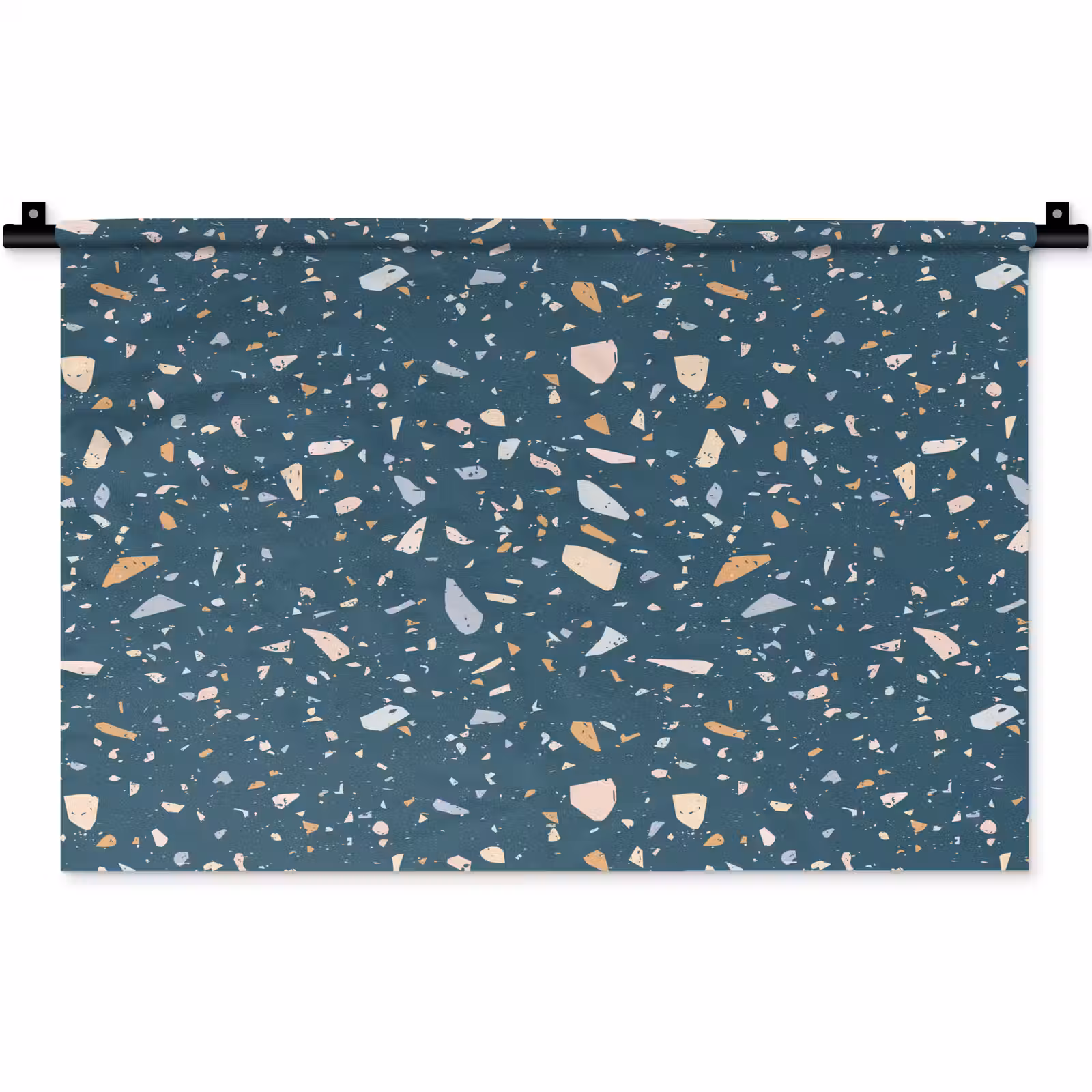 Wandkleed - Terrazzo - Patroon - Kleurrijk - Diep blauw — 1