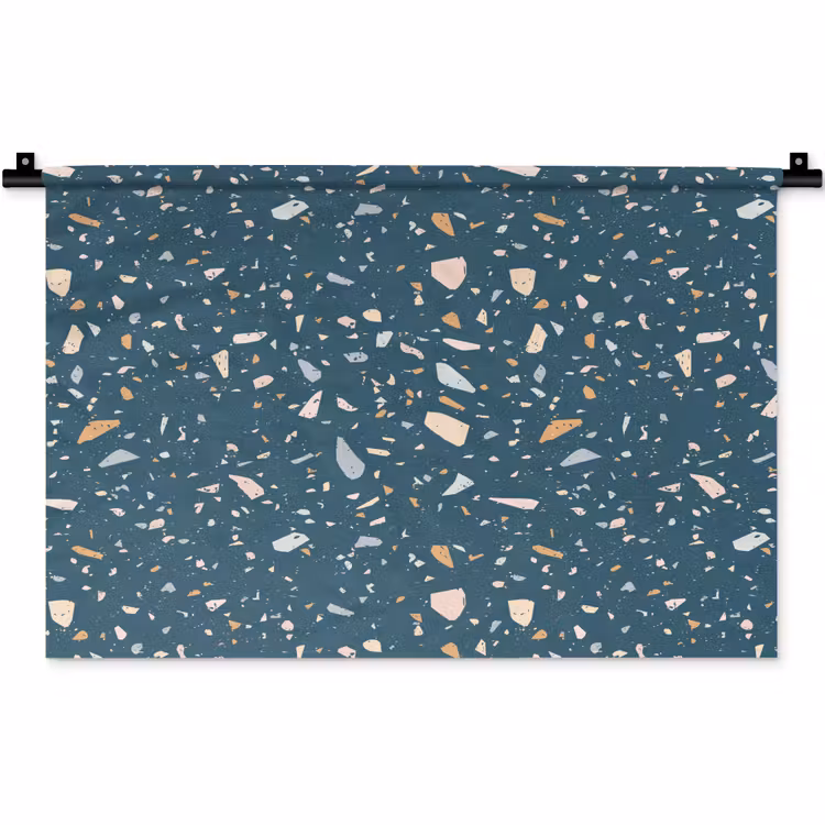 Wandkleed - Terrazzo - Patroon - Kleurrijk - Diep blauw — 1