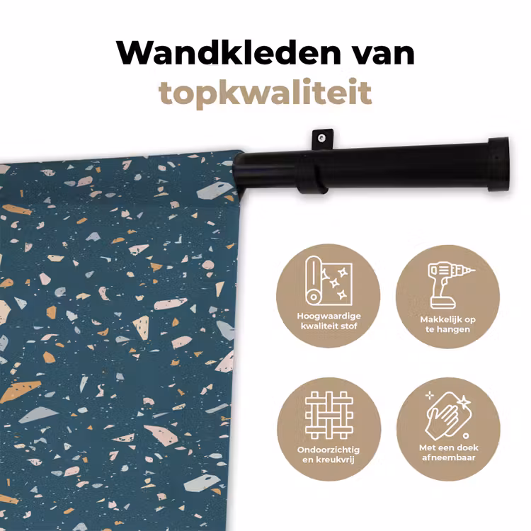 Wandkleed - Terrazzo - Patroon - Kleurrijk - Diep blauw — 3