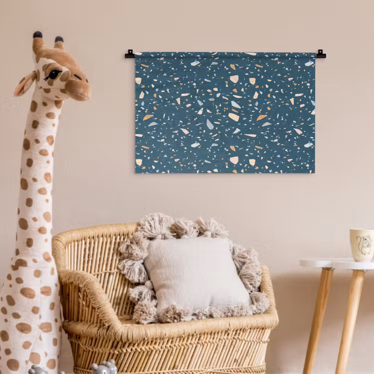 Wandkleed - Terrazzo - Patroon - Kleurrijk - Diep blauw — 5