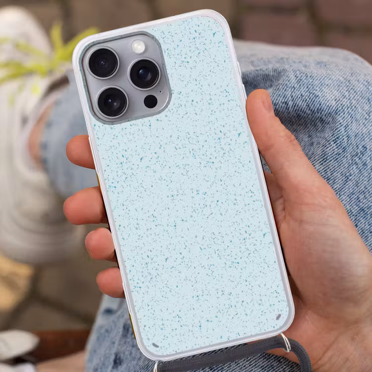 Telefoonhoesje met koord - Terrazzo - Patroon - Kleurrijk - Baby Blauw — 2