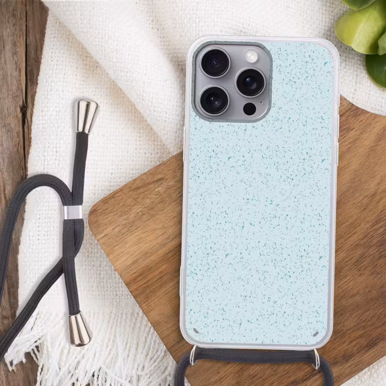 Telefoonhoesje met koord - Terrazzo - Patroon - Kleurrijk - Baby Blauw — 3